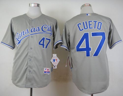 Royals #47 Johnny Cueto Grey Cool Base Stitched MLB Jersey - Click Image to Close